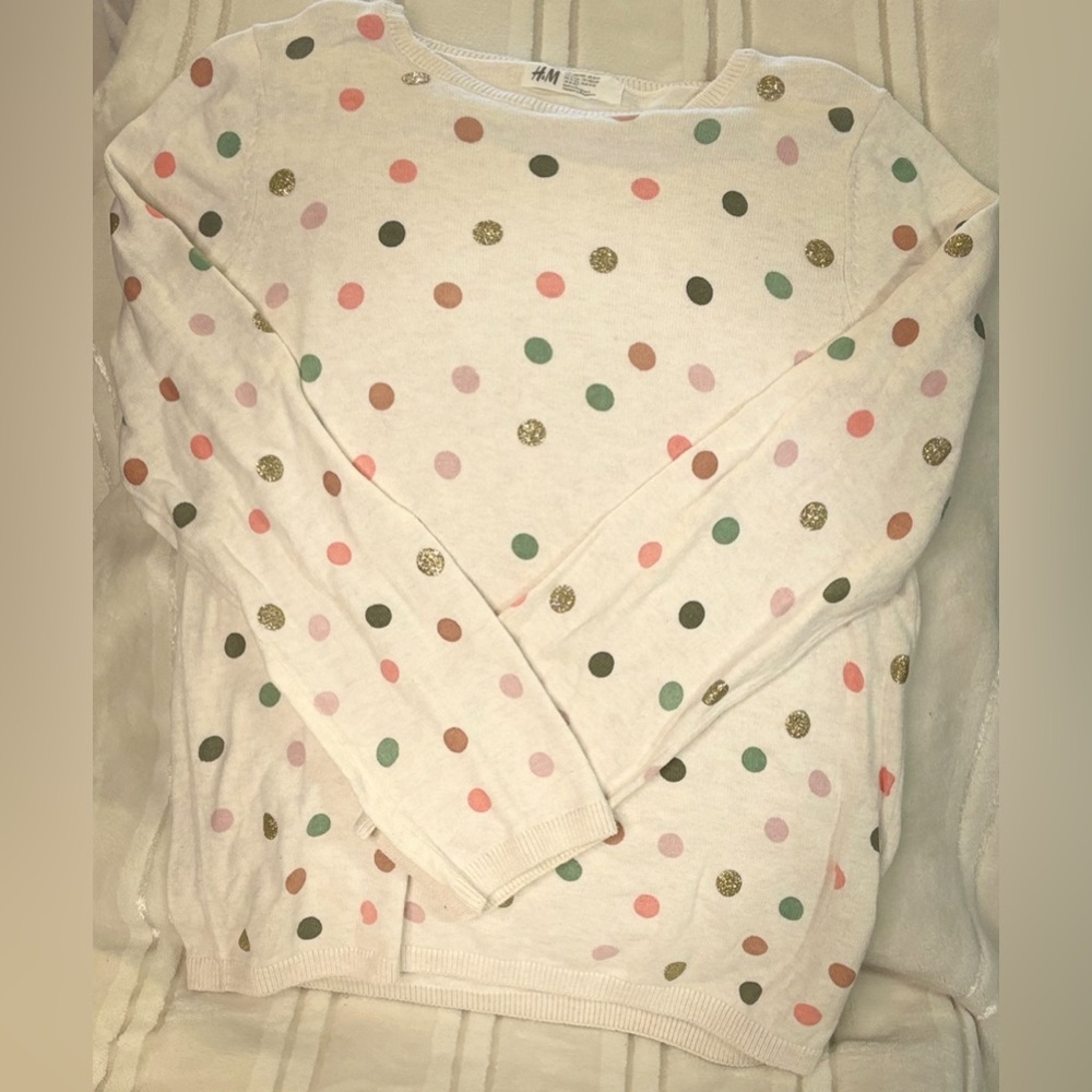 Girls H&M cream polka dot sweater